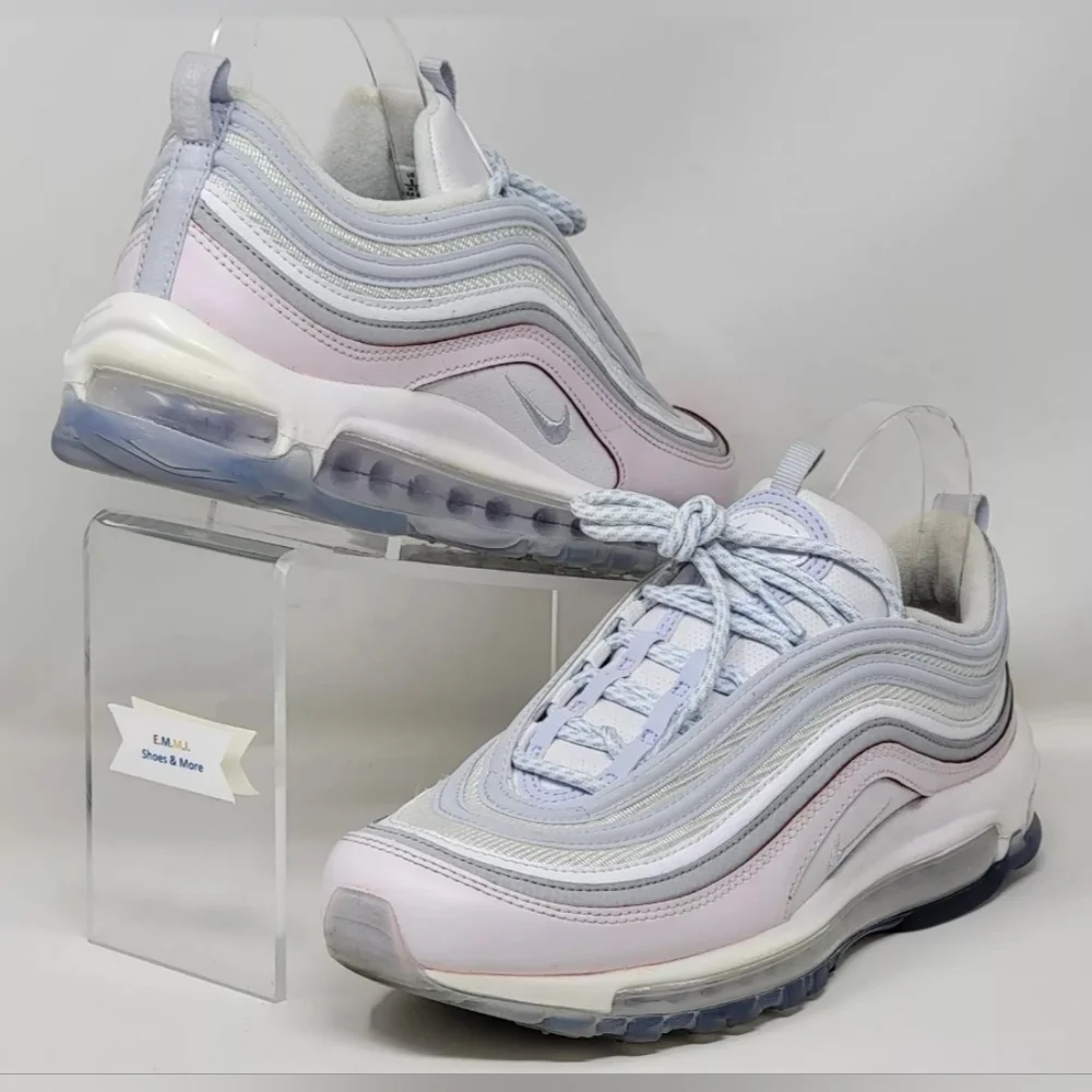 Nike Air Max 97 DIY Flare White Grey Pink Shoes CW5567-100 Mens Size 8 Pre-owned